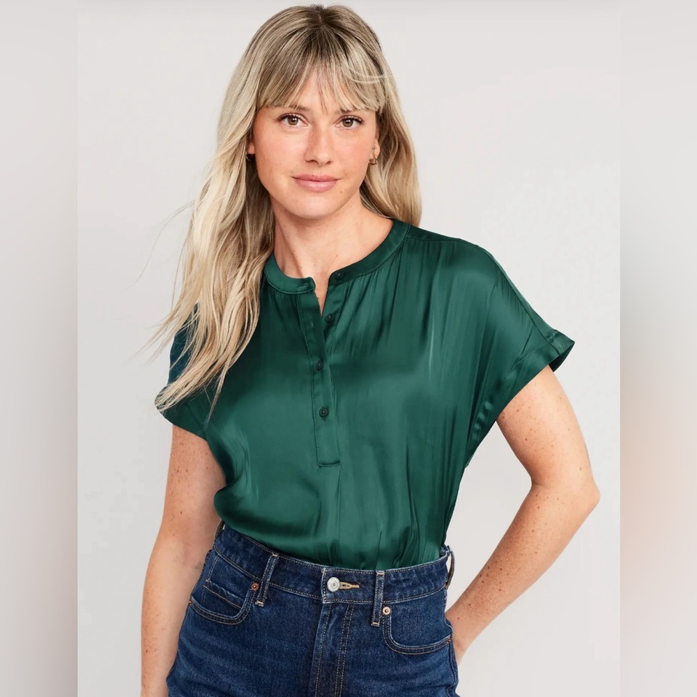 Old Navy Dolman Sleeve Satin Shirt